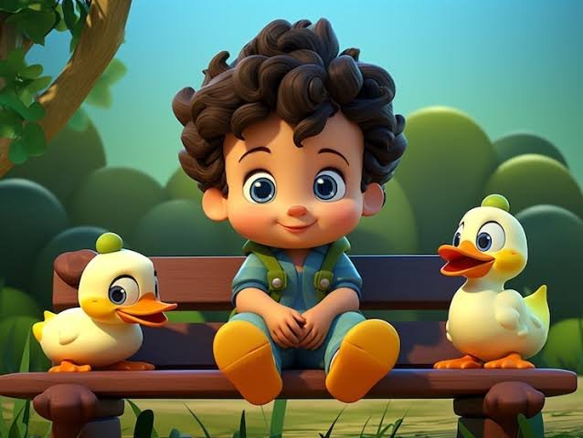 a kid and ducks
